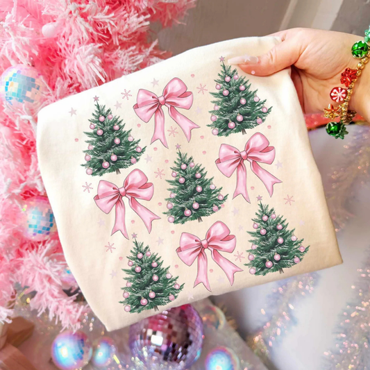 Bows & Trees Pink Grid