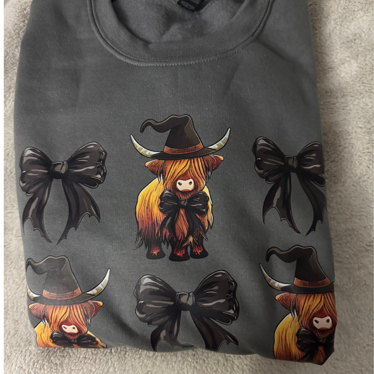 Highland Cow Witch & Bows