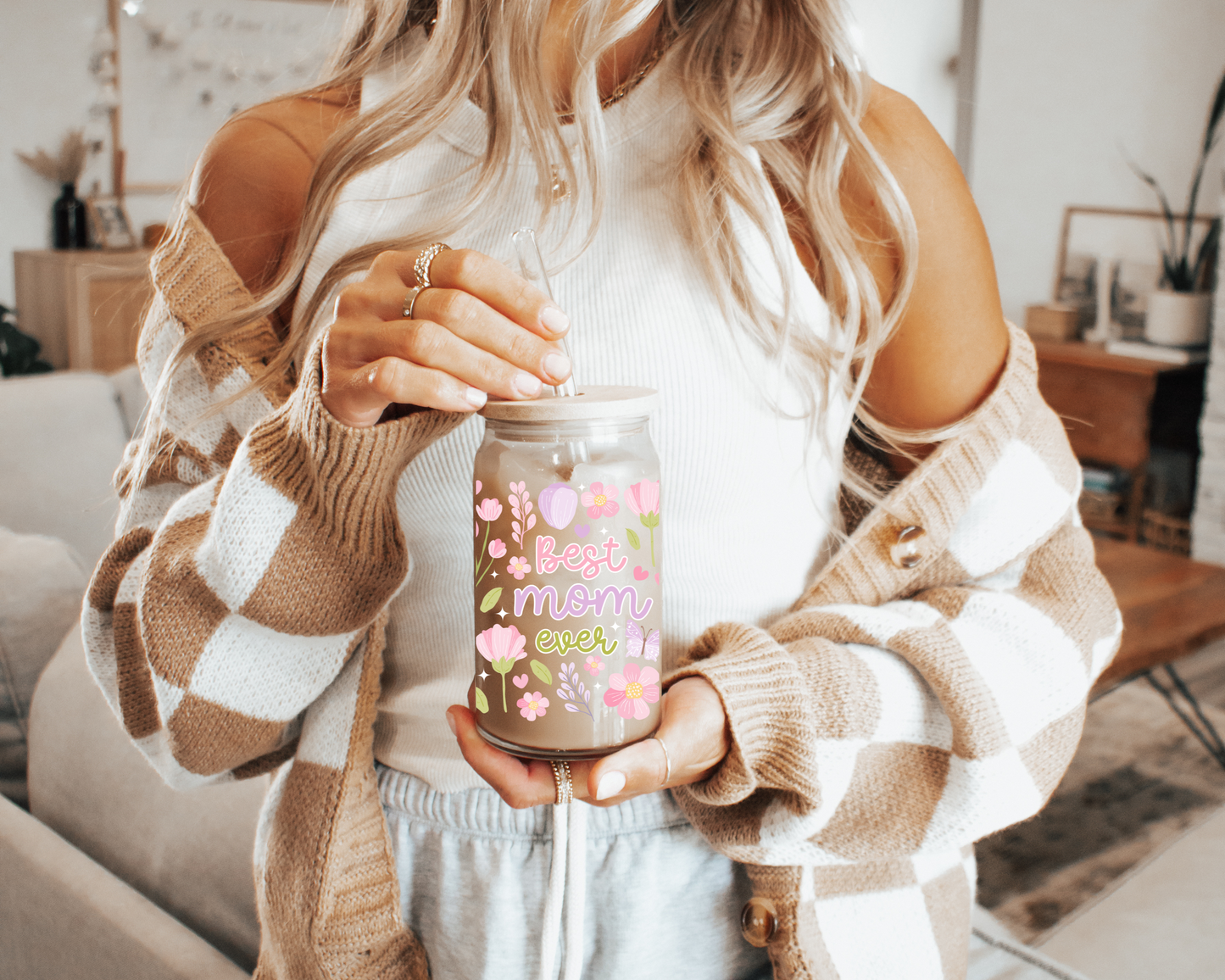 Best Mom Ever Beer Can Glass