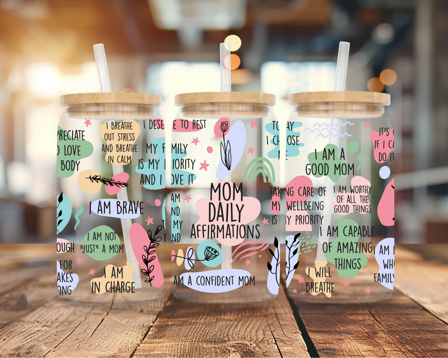 Mom Daily Affirmations Beer Can Glass